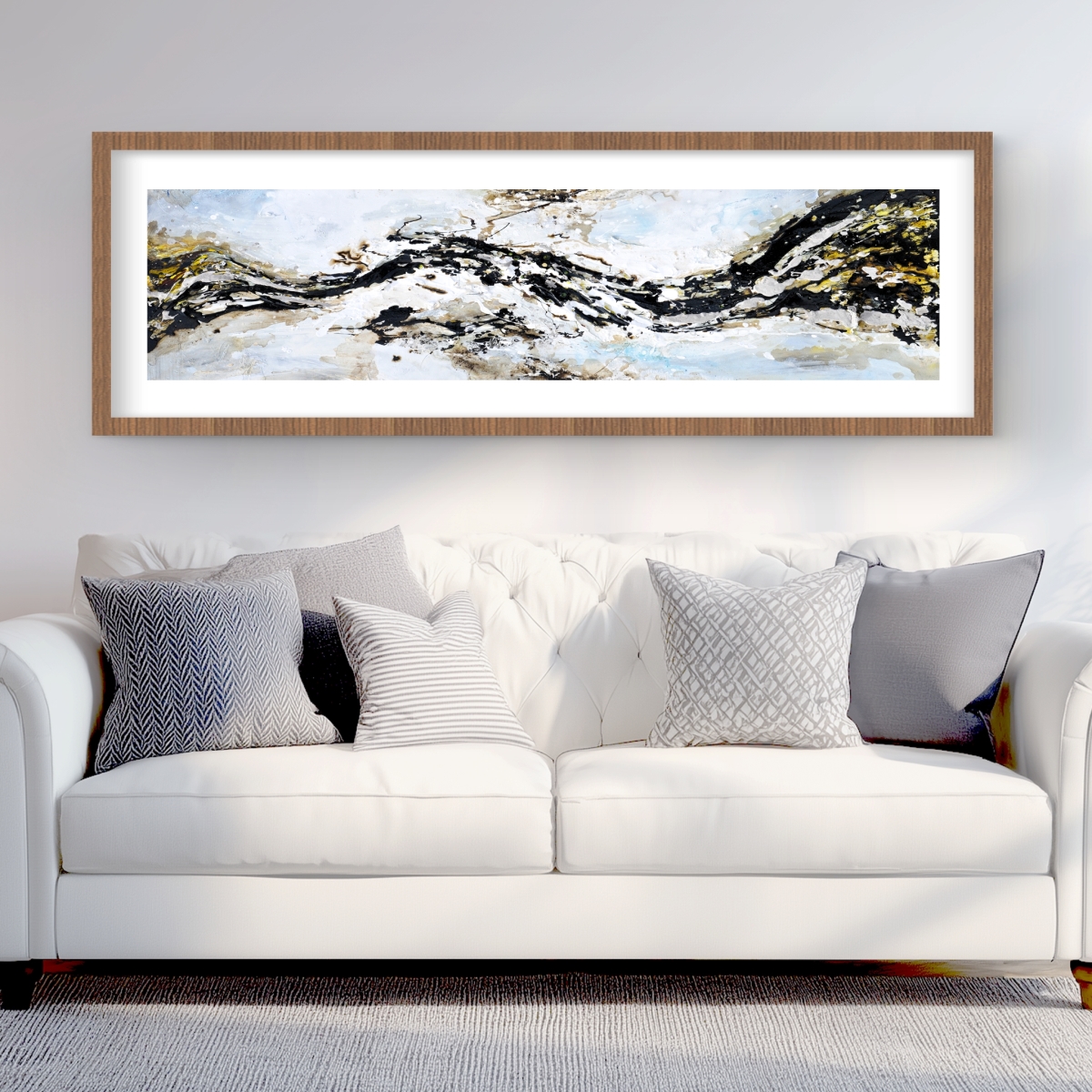C1FM2060YUJQM0 20 x 60 in. Abstract & Texturized Paint Splash Wall Art - Modern Bedroom Print