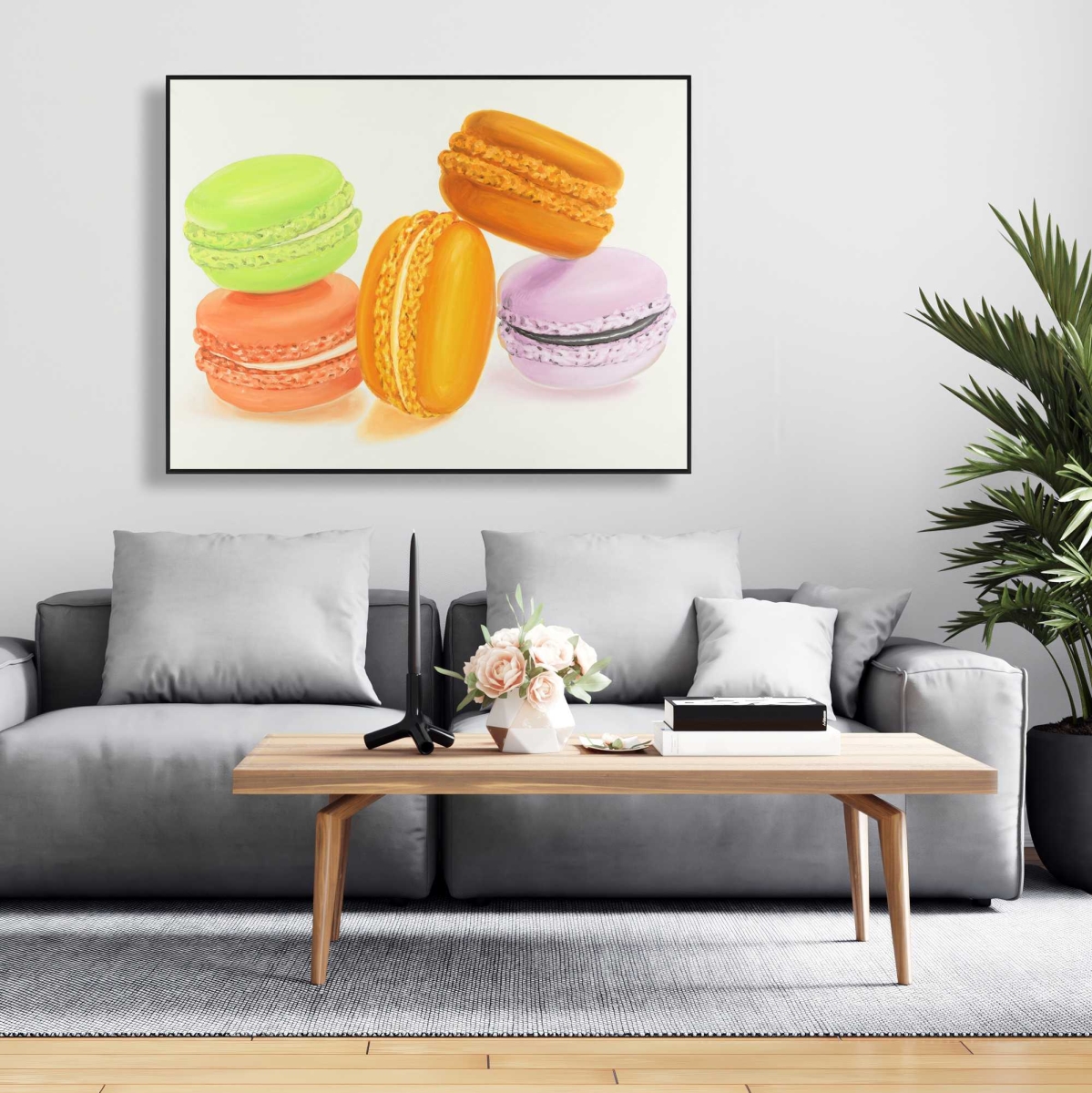 C1FC36482ES7L8 36 x 48 in. Small Bites of Macaroons - Hyperrealist Kitchen Canvas Art