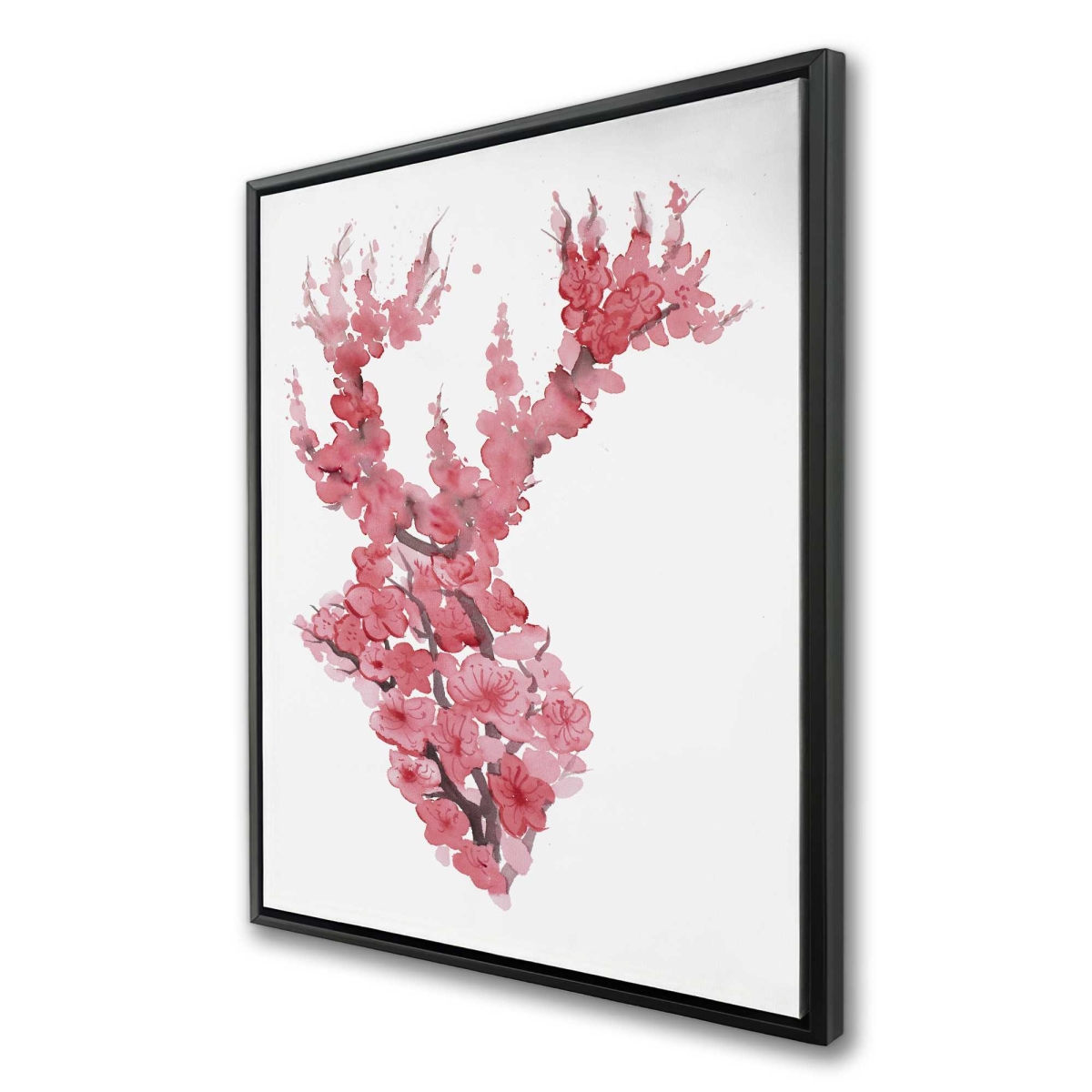 C1FC3648IVB8YZ 36 x 48 in. Deer with Cherries Blossom - Framed Canvas Home Decor