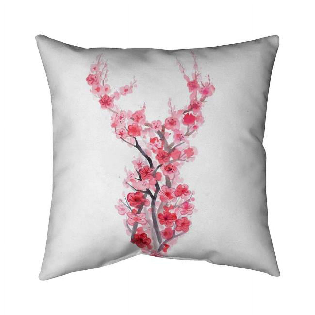 26 x 26 in. Deer In Cherry Blossoms-Double Sided Print Indoor Pillow