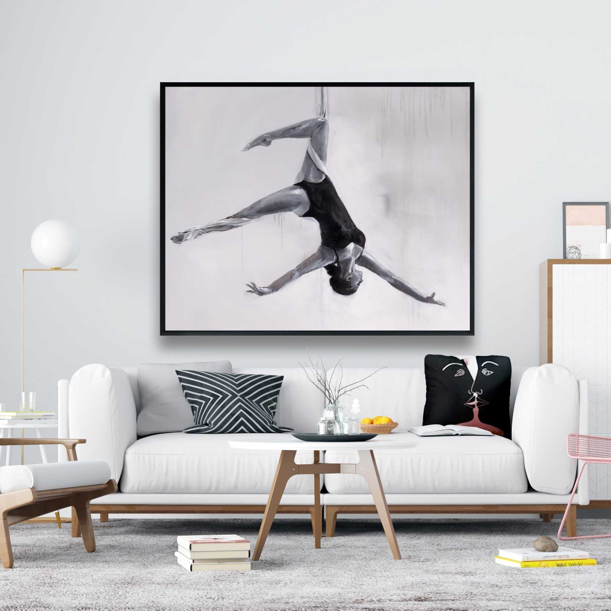 C1FC4860P7LUAL 48 x 60 in. Dancer on Aerial Silks - Black Framed Canvas Home Decor