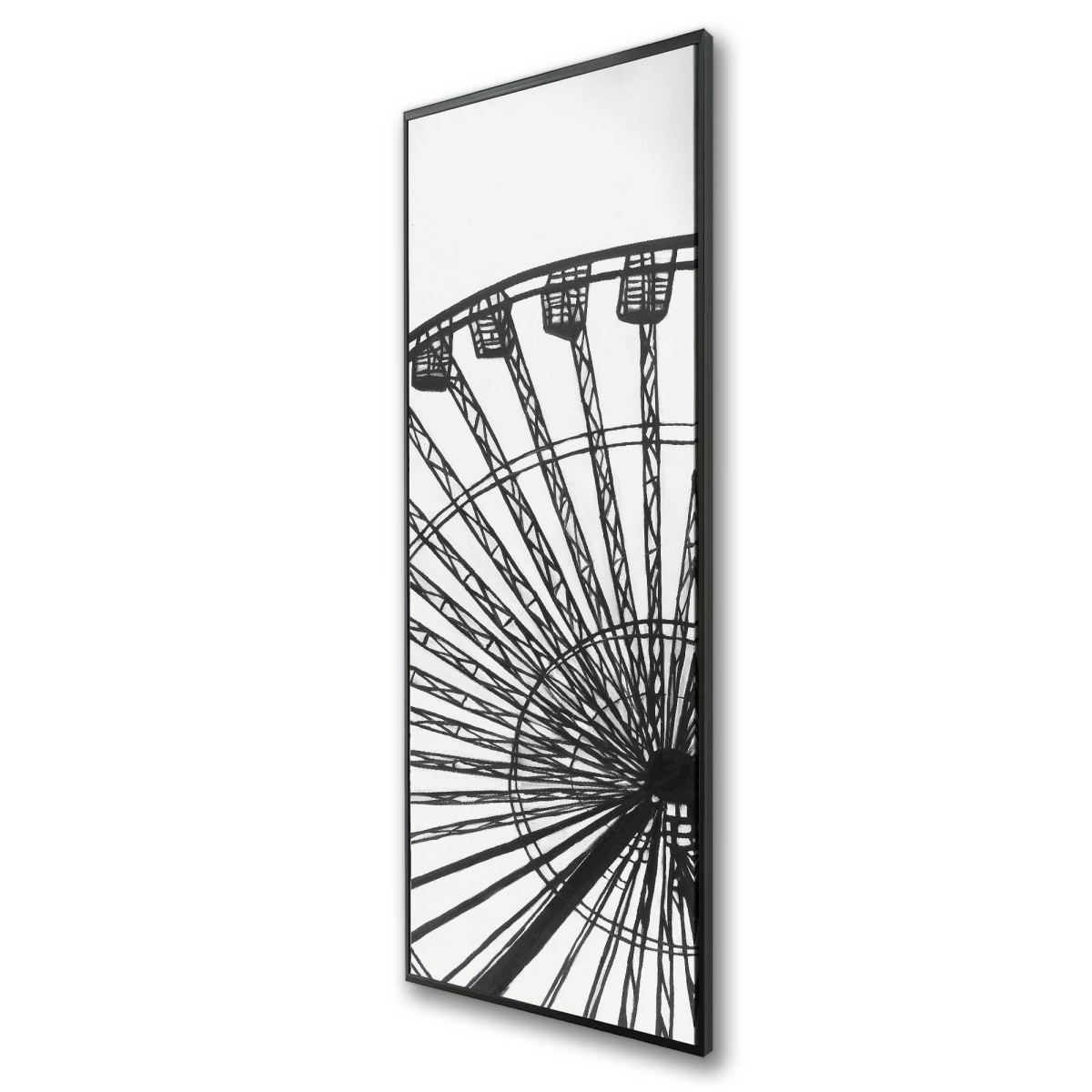 C1FC2060KVV9HX 20 x 60 in. Monochrome Ferris Wheel - White Framed Canvas Home Decor