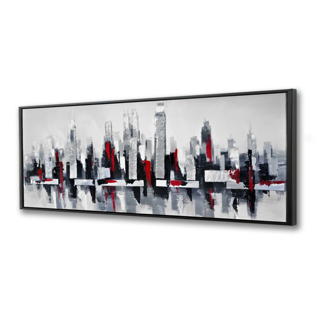 C1FC2060PE0GR9 20 x 60 in. Gray & Red Cityscape - Framed Canvas Home Decor