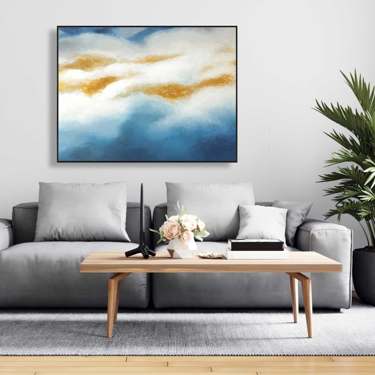 C1FC36481BYP72 36 x 48 in. Abstract Clouds - Framed Canvas Art for Home Decor