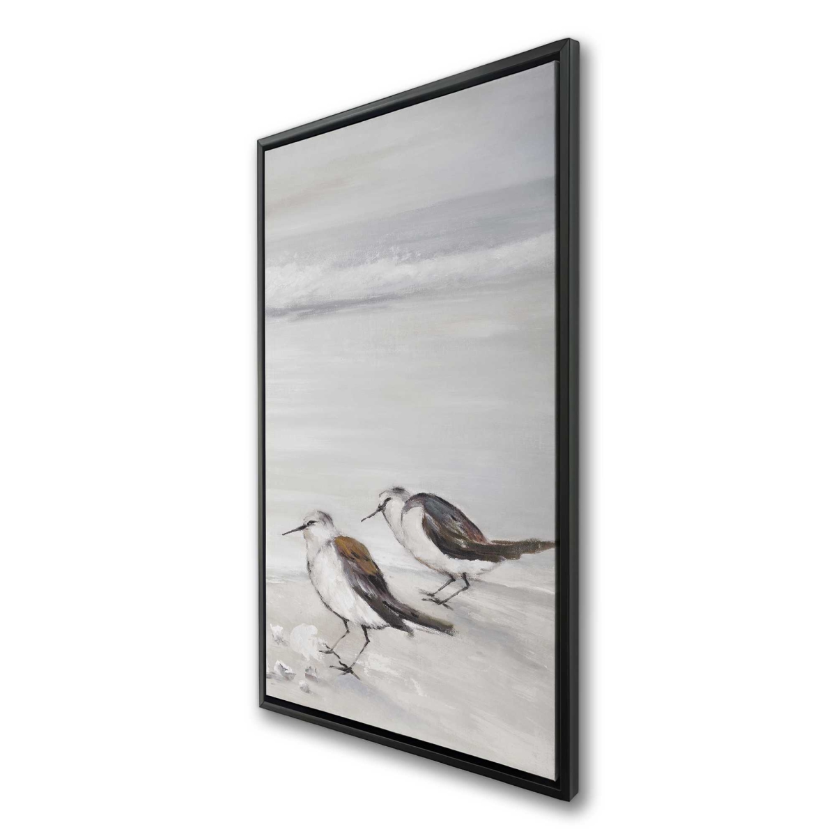 C1FC244851JES9 24 x 48 in. Two Sandpipers Birds - Beige Bathroom Framed Canvas Decor