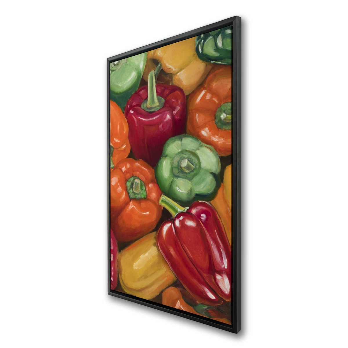 C1FC2448TGB0PE 24 x 48 in. Colorful Peppers - Kitchen Green Framed Canvas