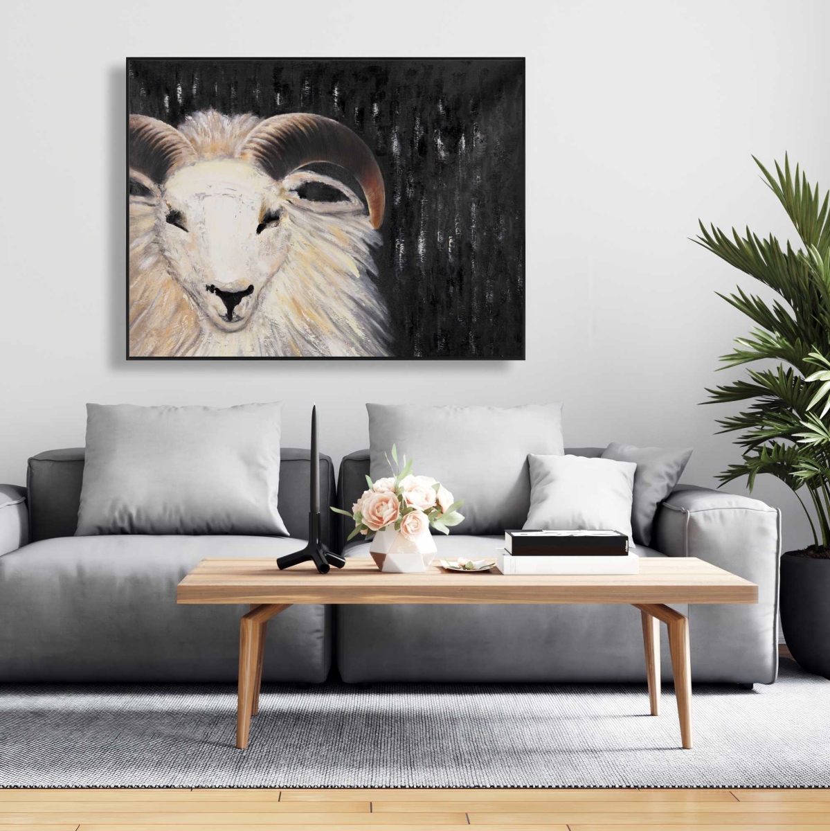 C1FC36484P6NLP 36 x 48 in. Bushy Ram - Framed Canvas Home Decor for Animal Lovers