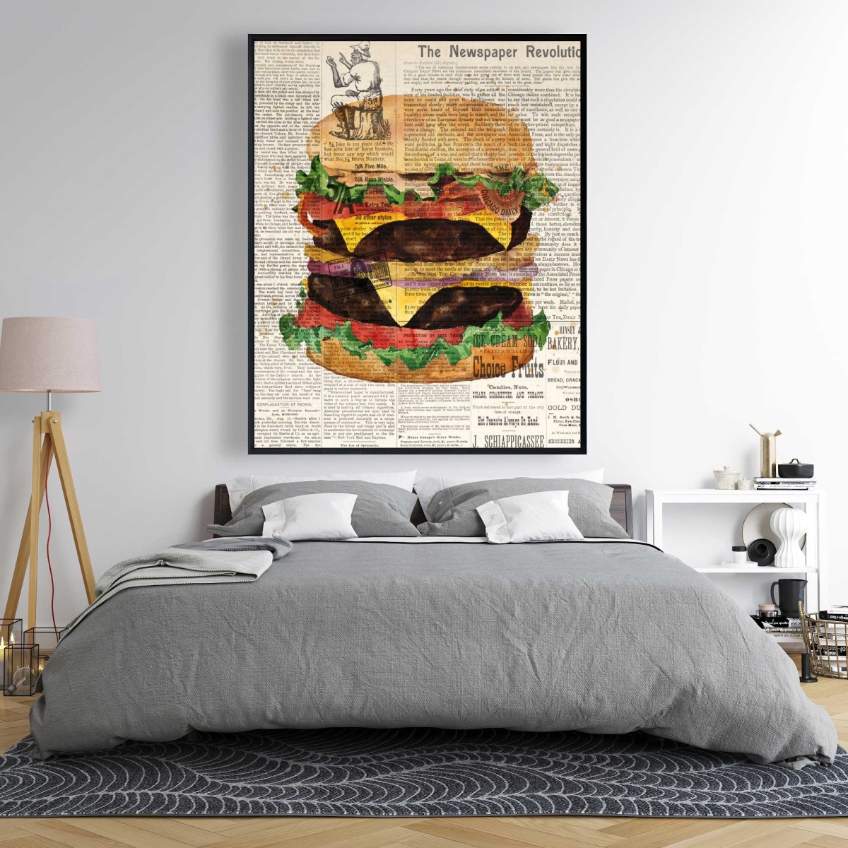 C1FC4860080O0Y 48 x 60 in. Vintage Style Double Cheeseburger Canvas - Home Decor