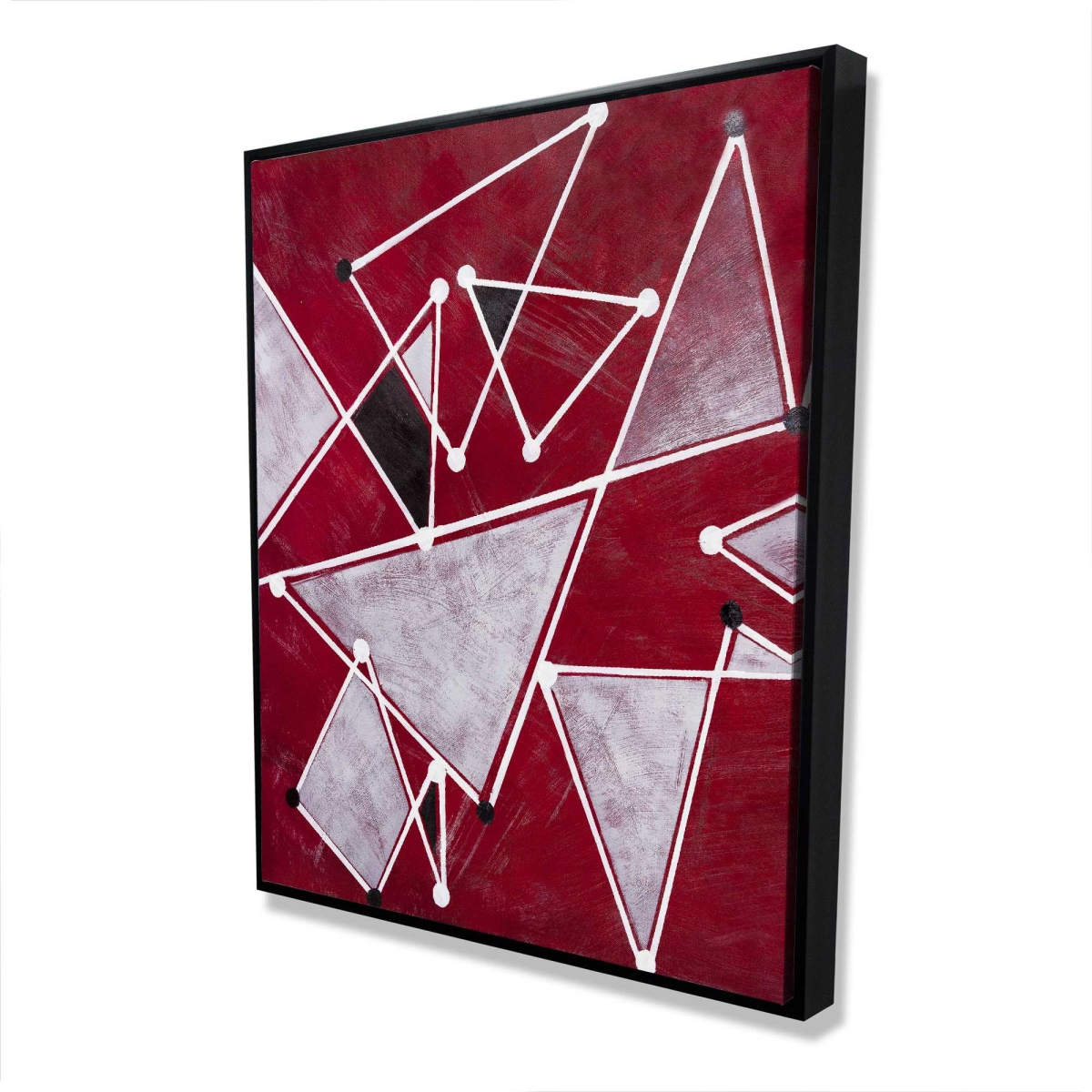 C1FC48609XQJKM 48 x 60 in. White Triangles on Red Background - Abstract Canvas Art
