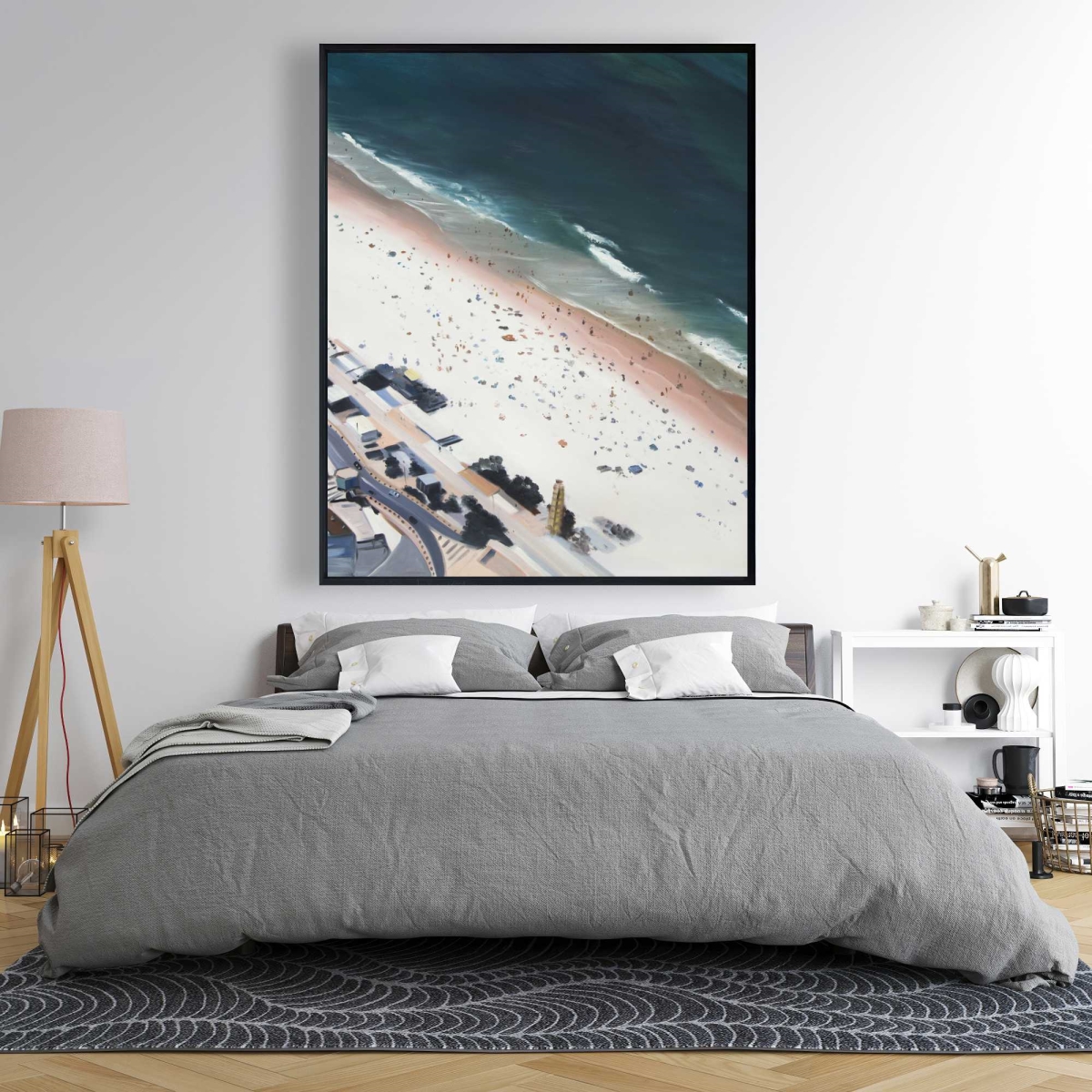 C1FC4860BW7JBE 48 x 60 in. Hot Day at the Beach - Satellite View Exotic Canvas Art