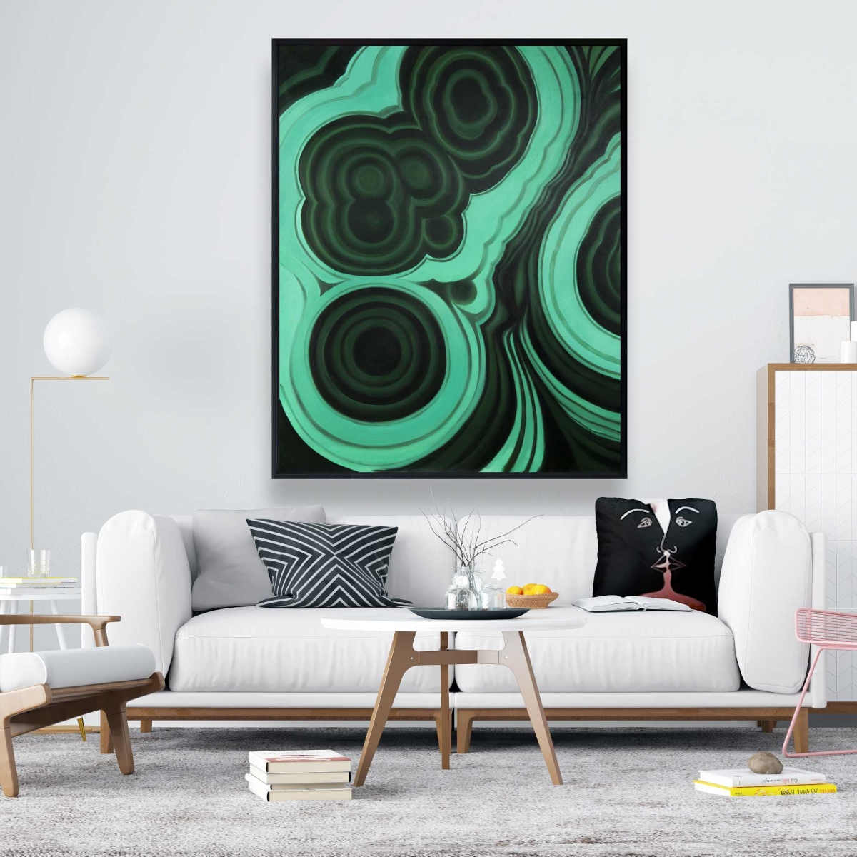 C1FC4860AJLWIR 48 x 60 in. Malachite Stone - Green Retro Framed Canvas for Home Decor