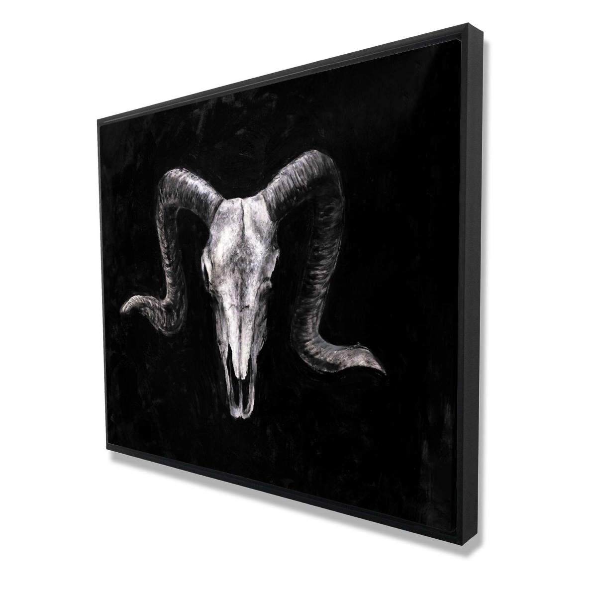 C1FC4860CZHG3F 48 x 60 in. Ram Skull Grunge Style - Black Framed Canvas Home Decor