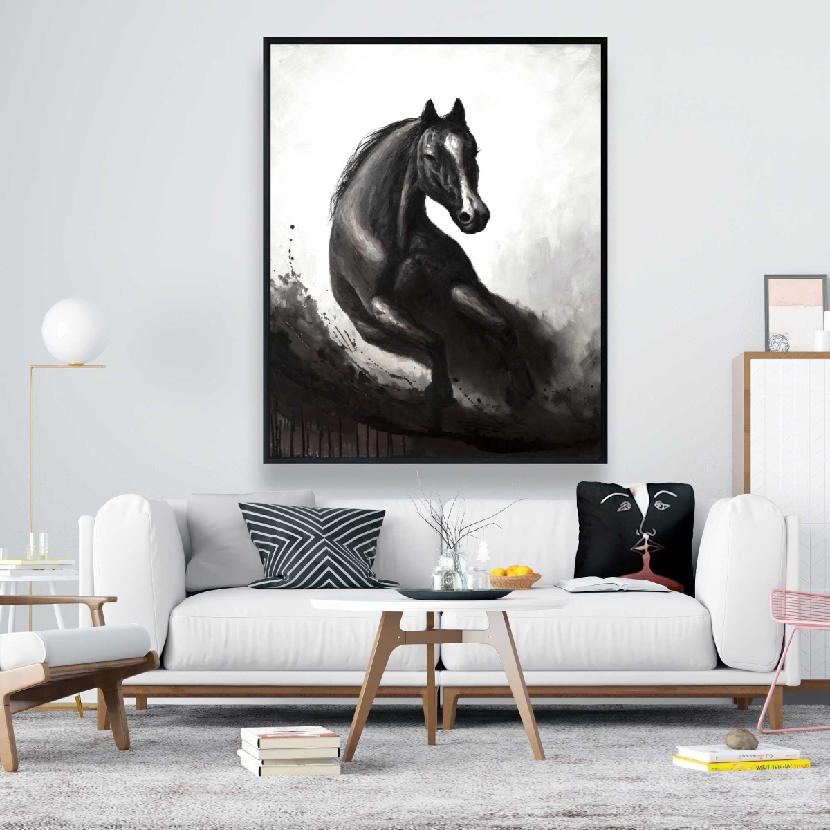 C1FC4860I6S5ZO 48 x 60 in. Horse in Motion - Rustic Framed Canvas Home Decor Art