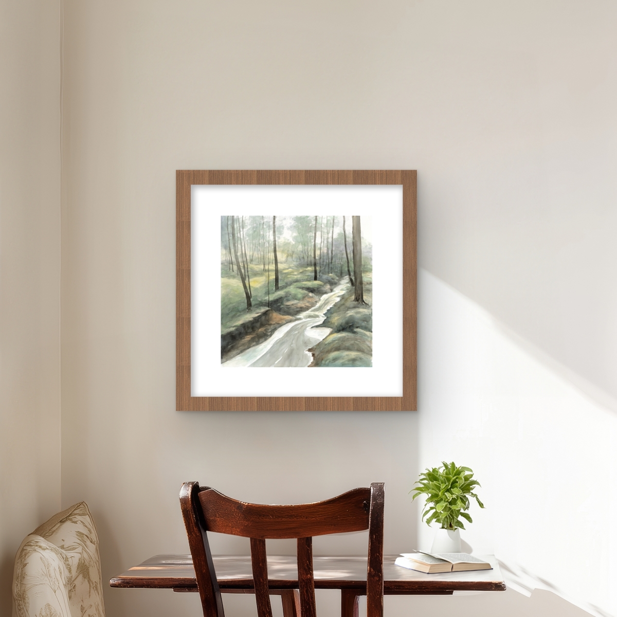 C1FM1616KCEPB6 16 x 16 in. Waterfall - Waves Blue Framed Matted Print Wall Art - Home Decor Art