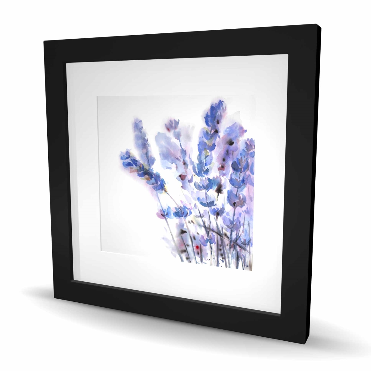 C1FM1616FKQJP9 16 x 16 in. Watercolor Lavender Flowers - Framed Print Wall Art for Home Decor