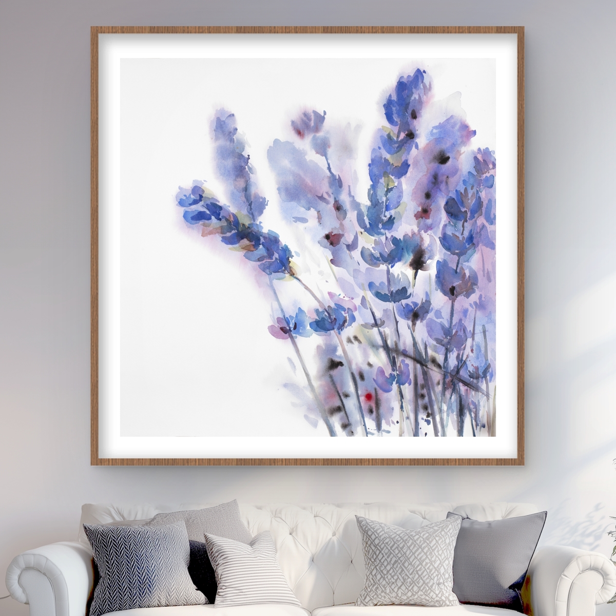 C1FM4848Q6M0UW 48 x 48 in. Watercolor Lavender Flowers Print Wall Art - Framed Floral Decor