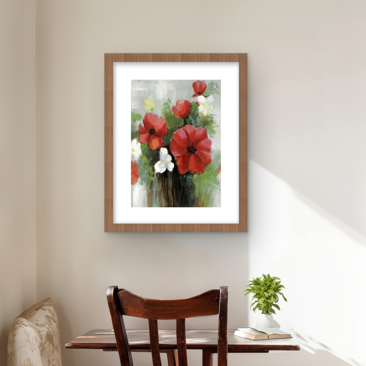C1FM1620A95M2C 16 x 20 in. Abstract Wild Flowers Bundle - Gray Framed Matted Print Wall Art