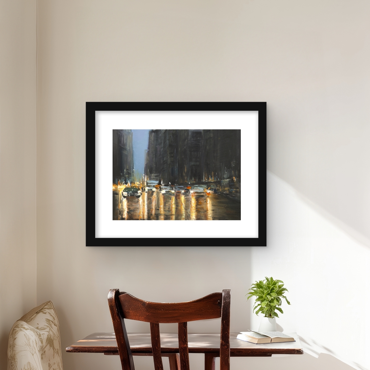 C1FM16206JNAQI 16 x 20 in. Evening in the Streets of York City - Blue Framed Print Wall Art