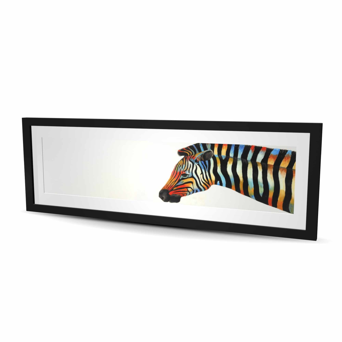 C1FM1648RT2HBA 16 x 48 in. Colorful Zebra - Framed Matted Print Wall Art - Home Decor Art