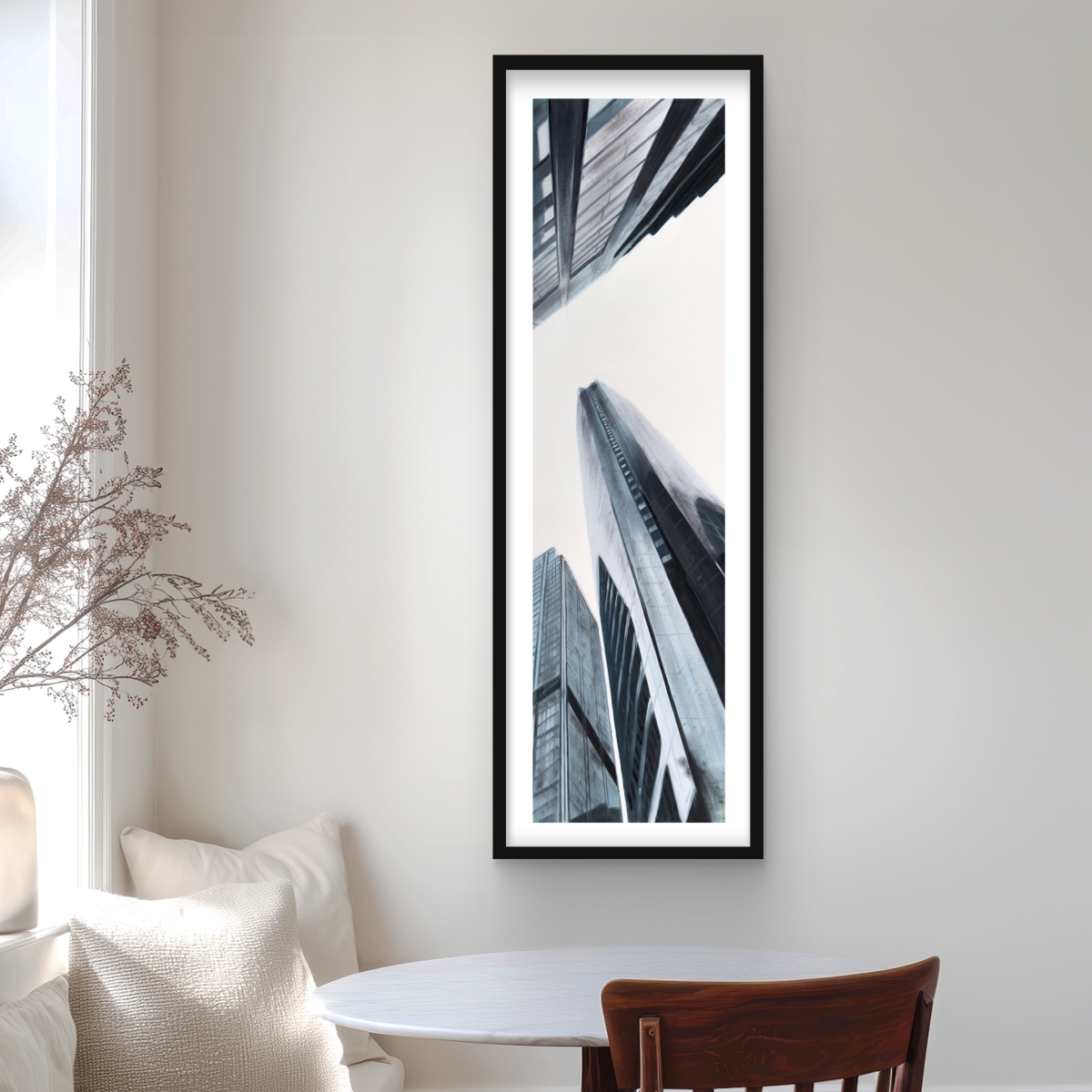 C1FM1648S96PH3 16 x 48 in. Perspective View of Skyscraper - Office Blue Framed Print Wall Art