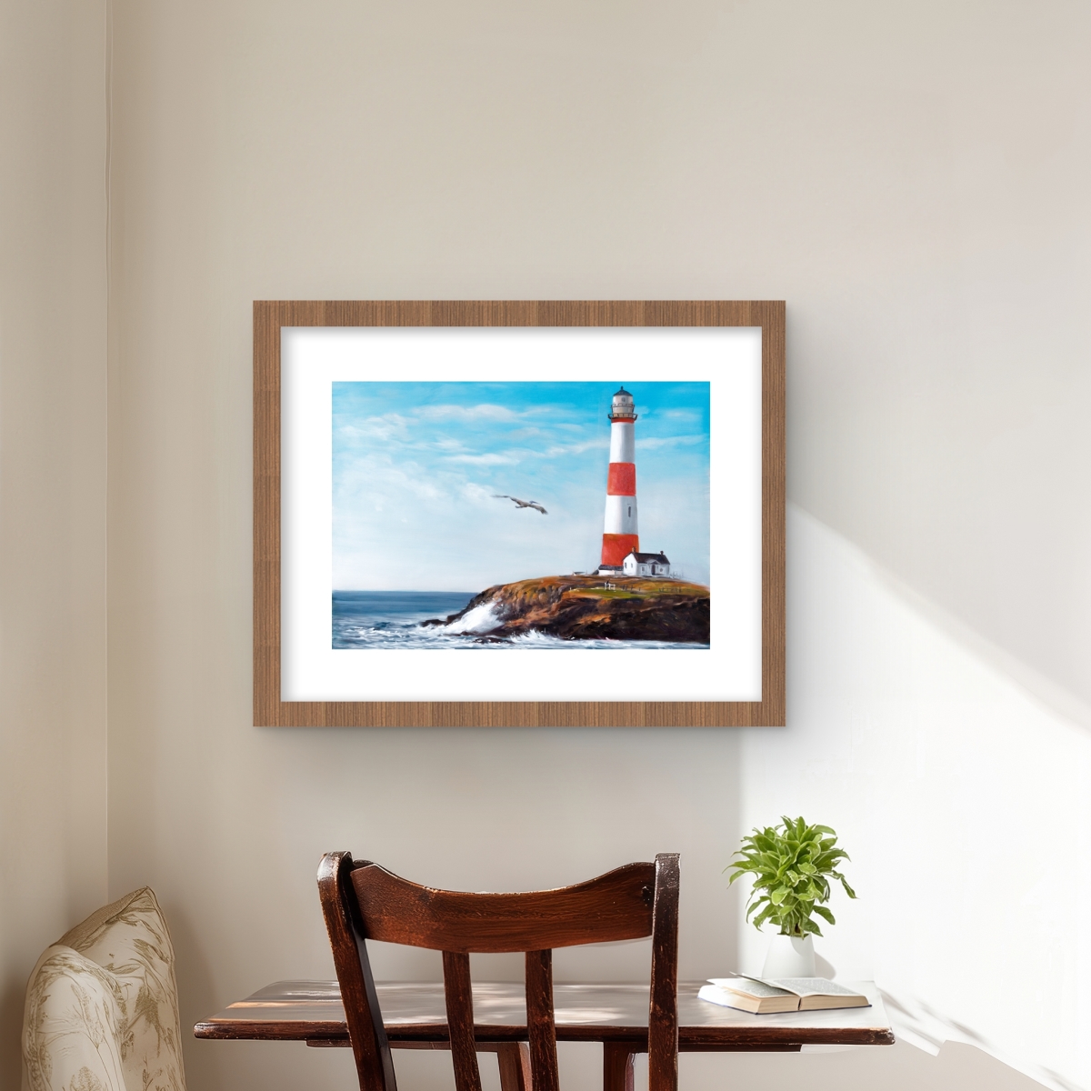 C1FM162082JU2Q 16 x 20 in. Lighthouse At the Edge of the Sea Wall Art - Marine Bedroom Print