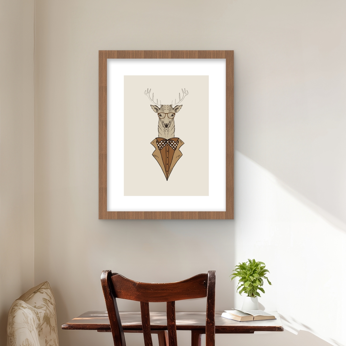 C1FM16208PYLCH 16 x 20 in. Deer with Brown Coat - Rustic Framed Print Wall Art for Home Decor