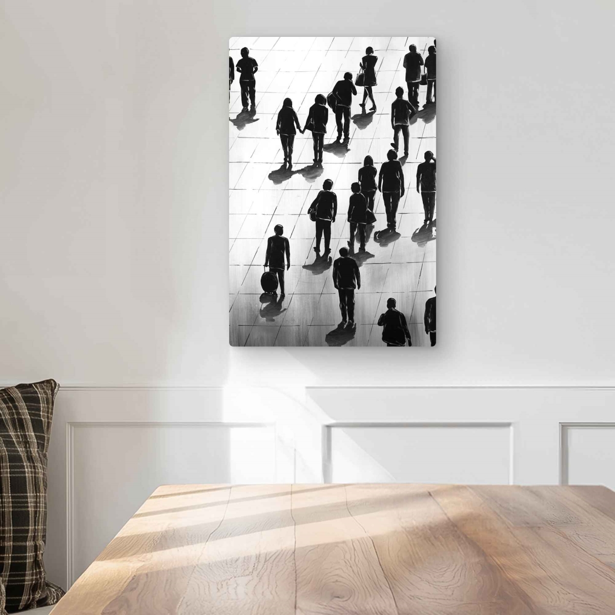C1MP1218SAY1Z8 12 x 18 in. Silhouettes of People on the Street Wall Art - Metal Print