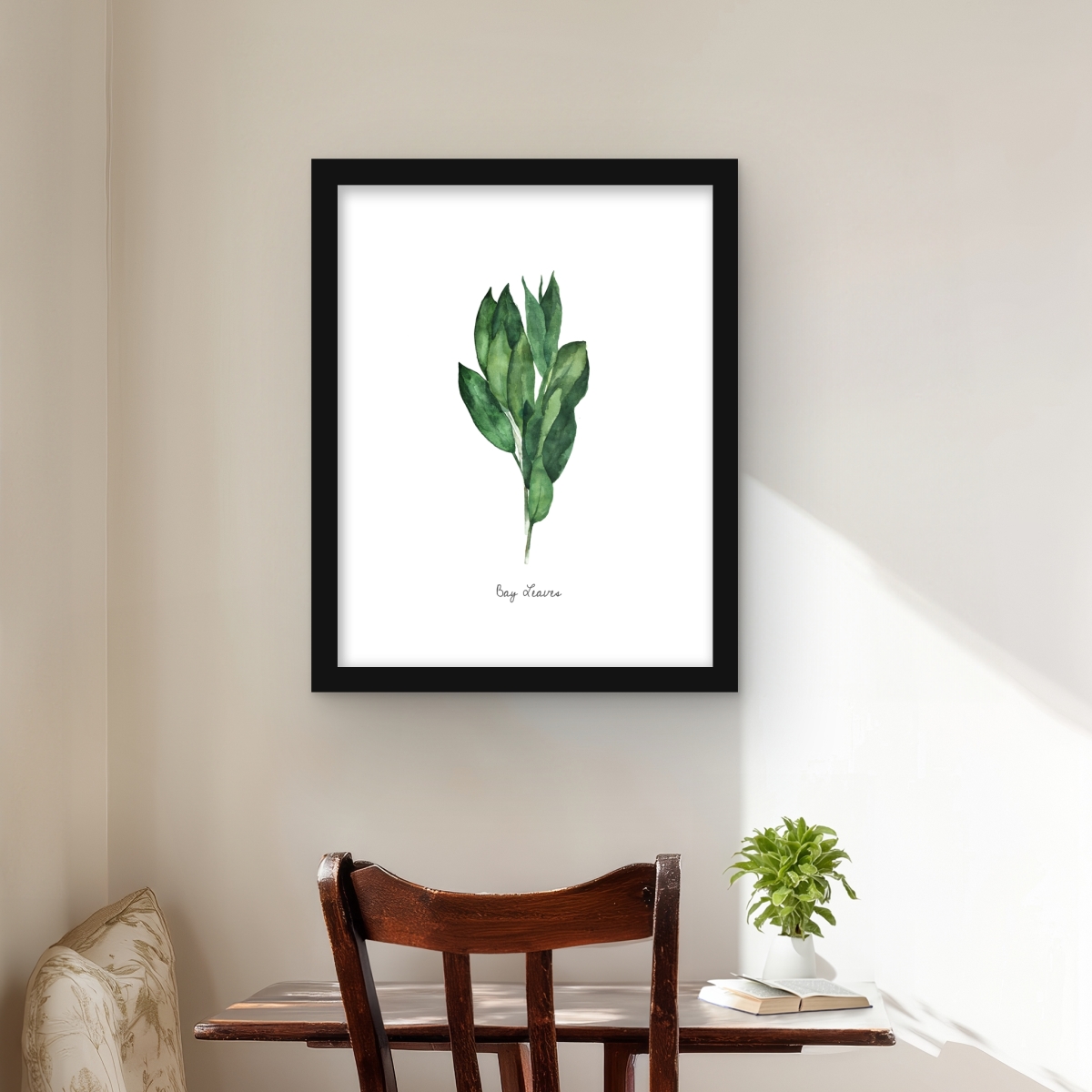C1FM162092F1RY 16 x 20 in. Bay Leaves Bundle - Kitchen Green Framed Print Wall Art - Home Decor