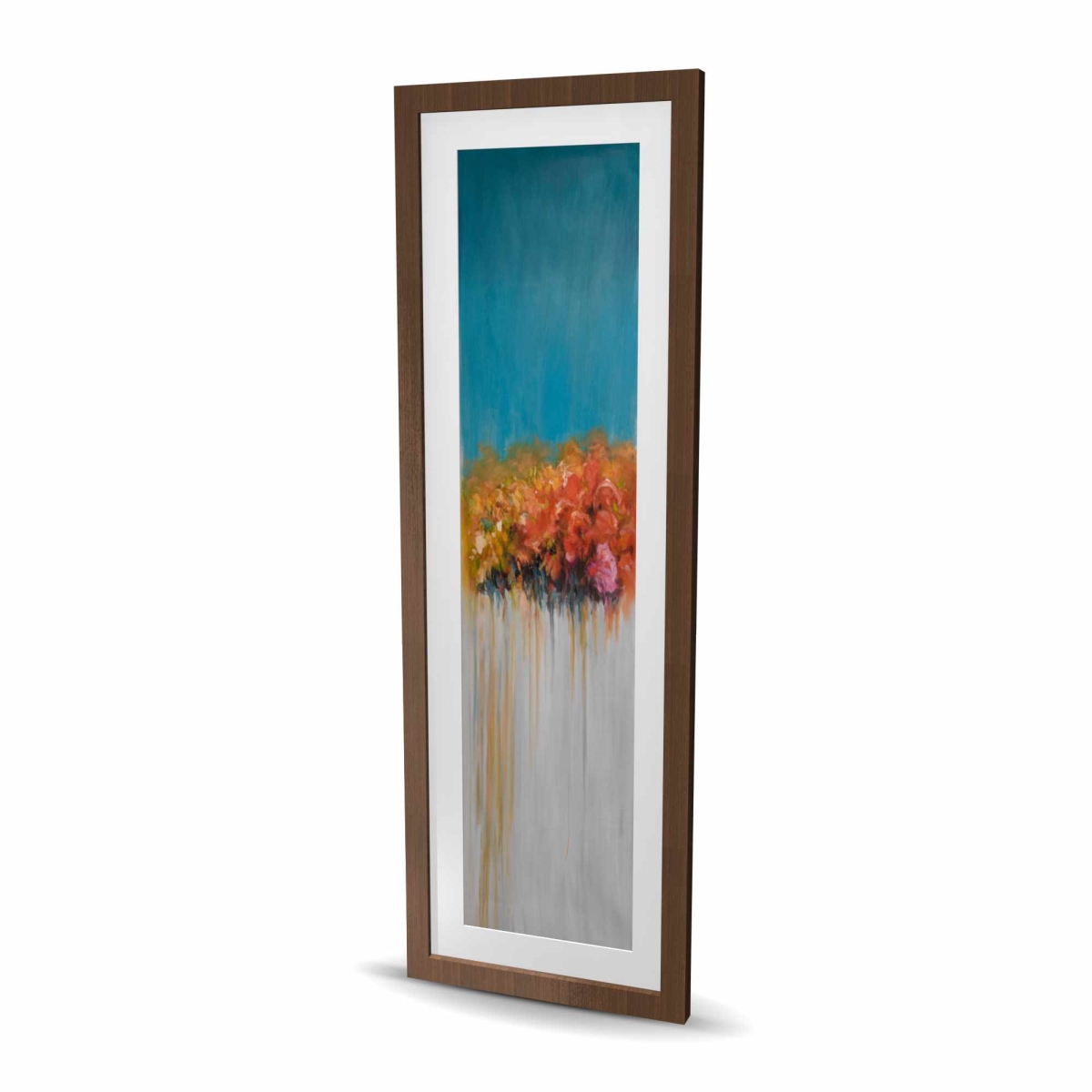C1FM1648WWDCOZ 16 x 48 in. Orange Flowers Bundle - Framed Matted Print Wall Art for Home Decor