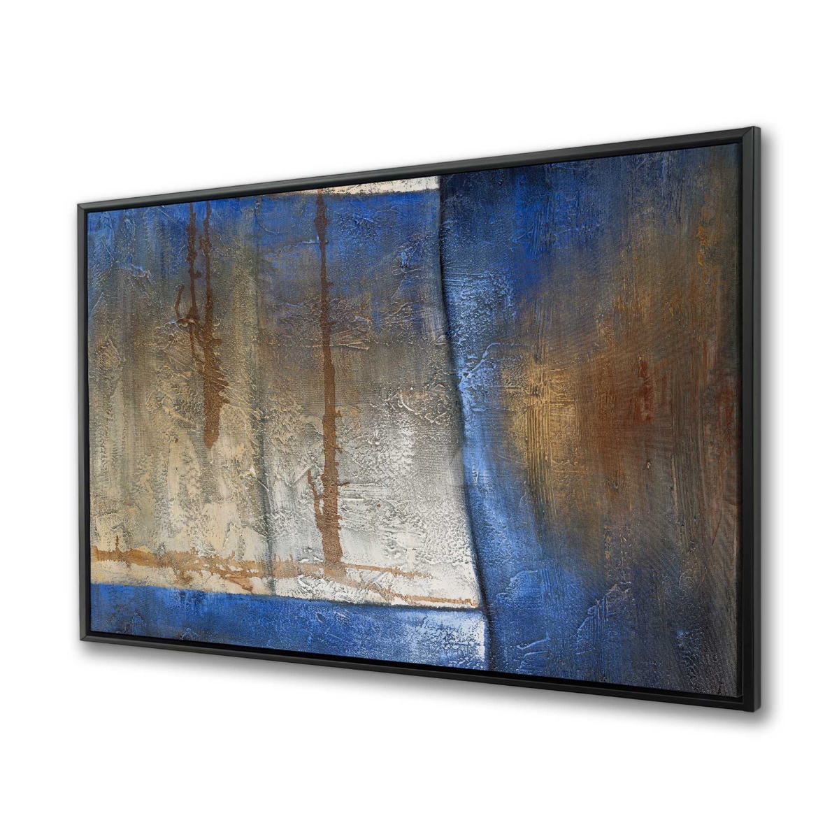 C1FC3648WZ9U7P 36 x 48 in. Luminous Blue & Bronze Shape - Abstract Canvas Wall Art