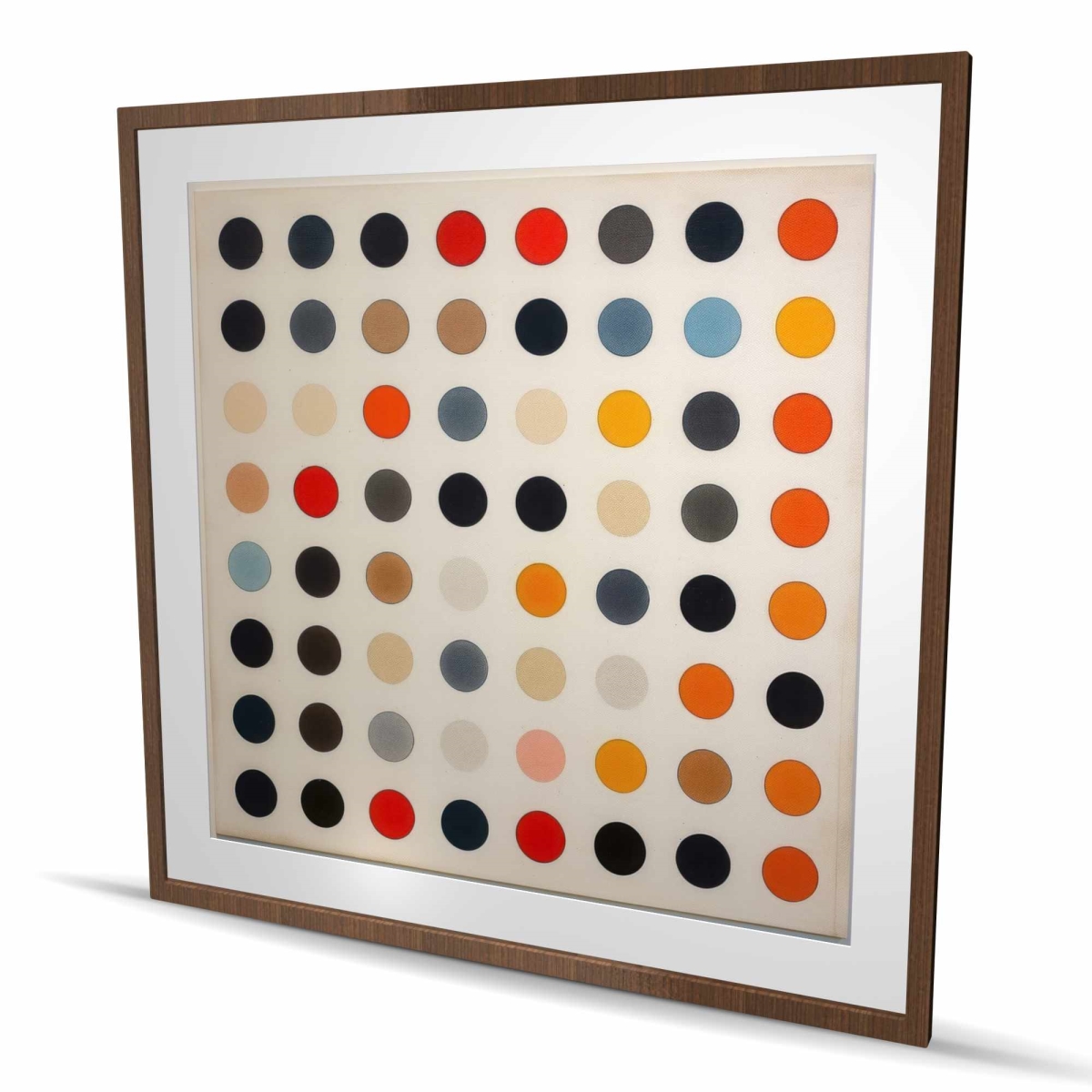 C1FM4848EYWAET 48 x 48 in. Distanced Circles - Red Framed Matted Print Wall Art for Home Decor