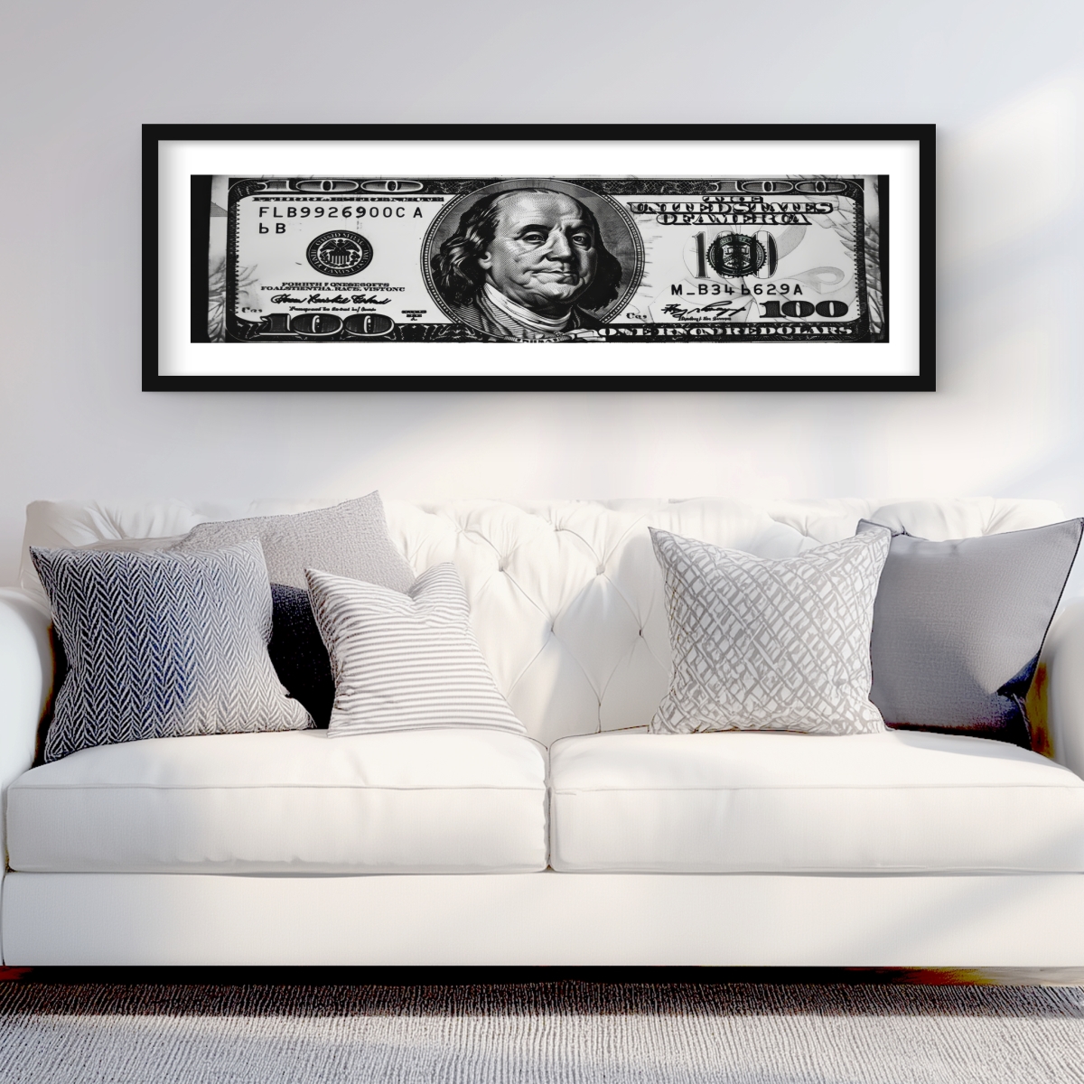 C1FM1648U4SRFQ 16 x 48 in. Benjamin Gray Framed Matted Print Wall Art - Home Decor Art Print