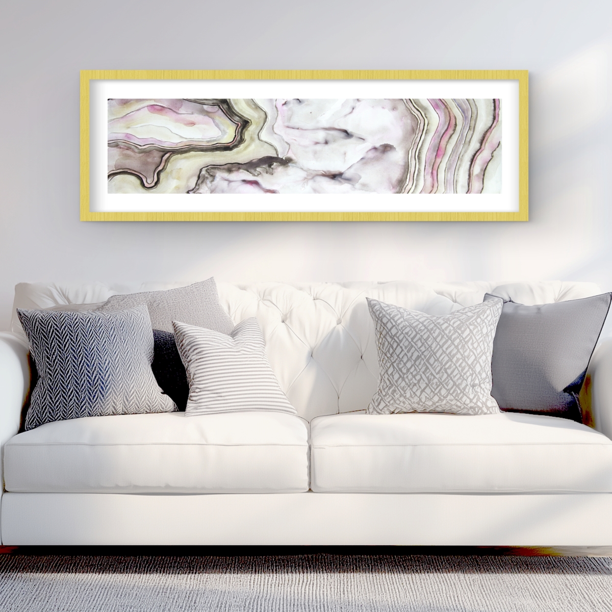 C1FM1648VP99MA 16 x 48 in. Agate - Pattern Livingroom Framed Matted Print Wall Art - Home Decor