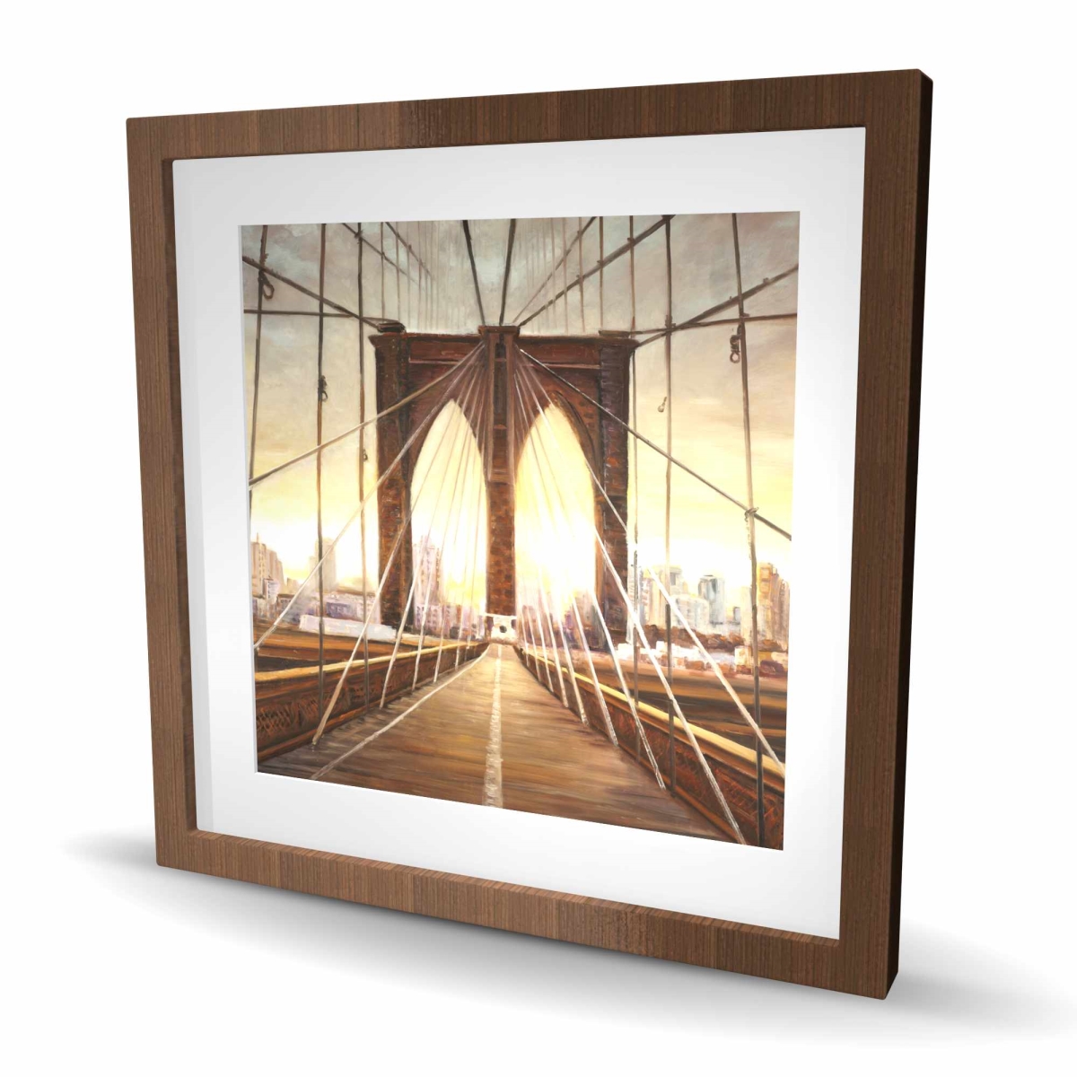 C1FM24242DRG0A 24 x 24 in. Sunset on the Brooklyn Bridge - Hyperrealist Framed Print Wall Art
