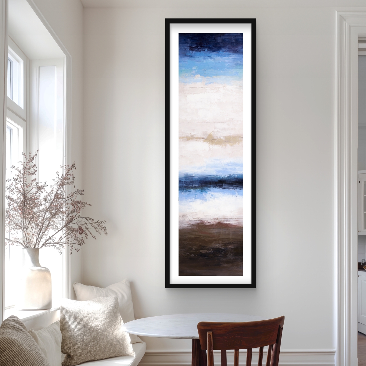 C1FM2060DTNBTJ 20 x 60 in. Shade of the Sea - Abstract Framed Print Wall Art for Home Decor