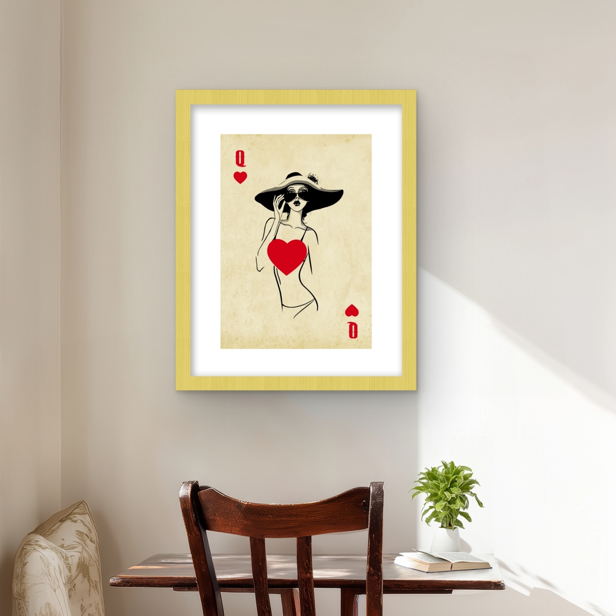 C1FM16200SF66P 16 x 20 in. Queen of Hearts - Typo & Symbols Woman Print Wall Art - Home Decor