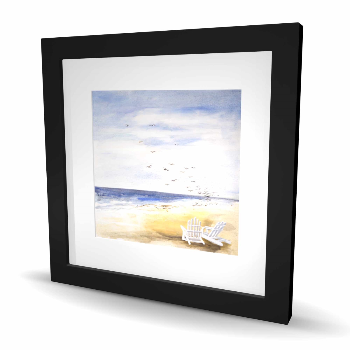 C1FM1616FS4E54 16 x 16 in. Day at the Beach - Scenic Framed Matted Print Wall Art for Home Decor