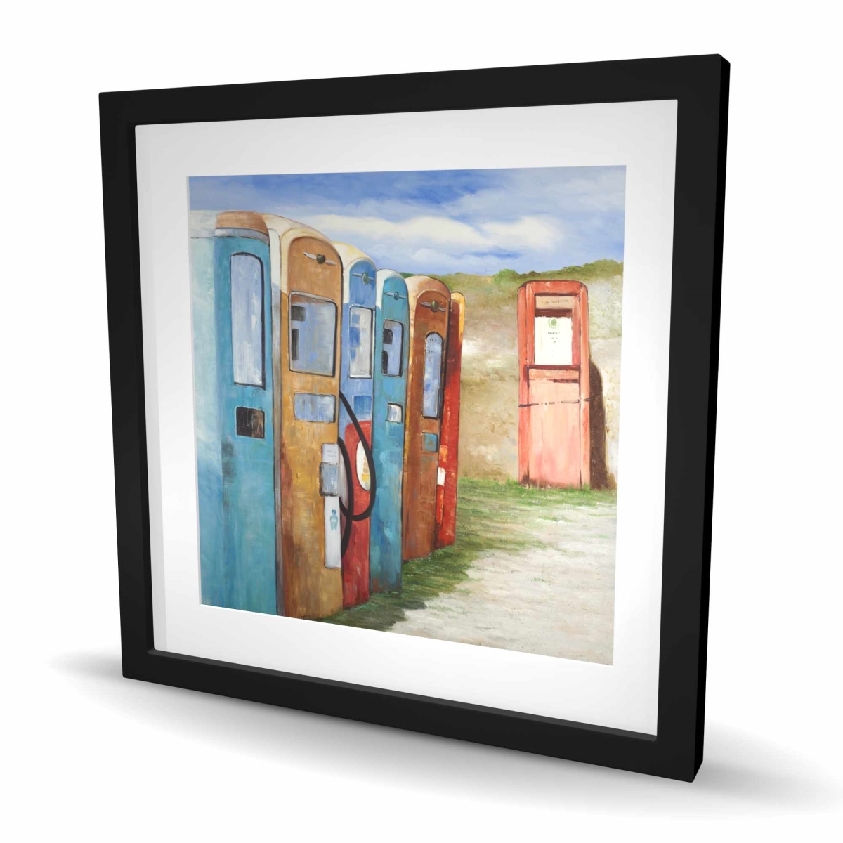 C1FM2424NHAG92 24 x 24 in. Old Gas Pumps - Retro Still Life Print Wall Art - Home Decor Art