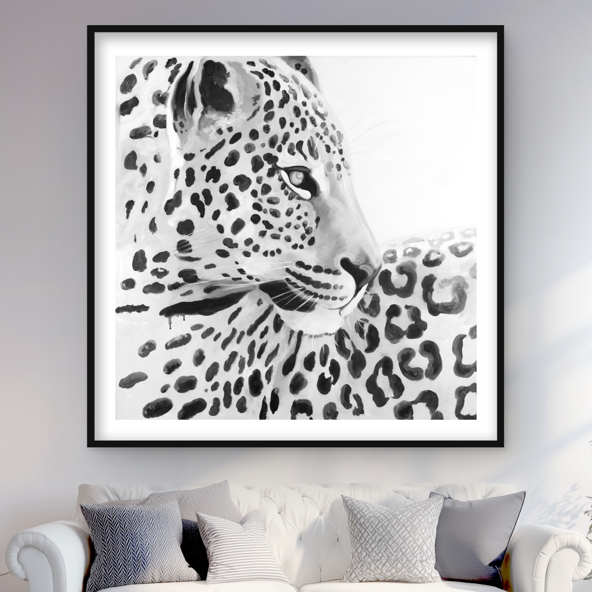 C1FM48486Z7P1N Beautiful Leopard - Framed Matted Print Wall Art for Home Decor - 48 x 48 in.