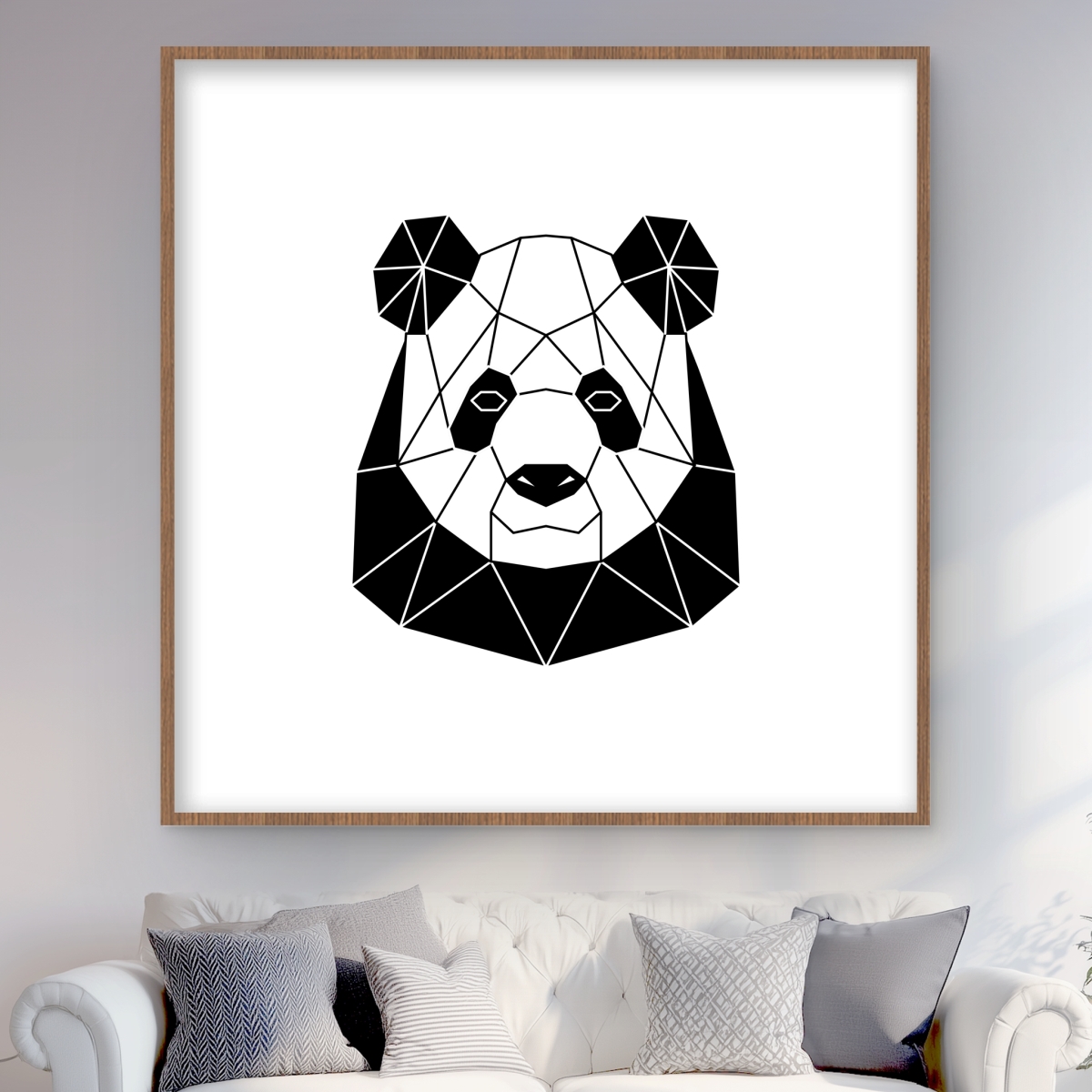 C1FM484879YG1F 48 x 48 in. Geometric Panda Wall Art - Framed Black & White Art Print for Kids