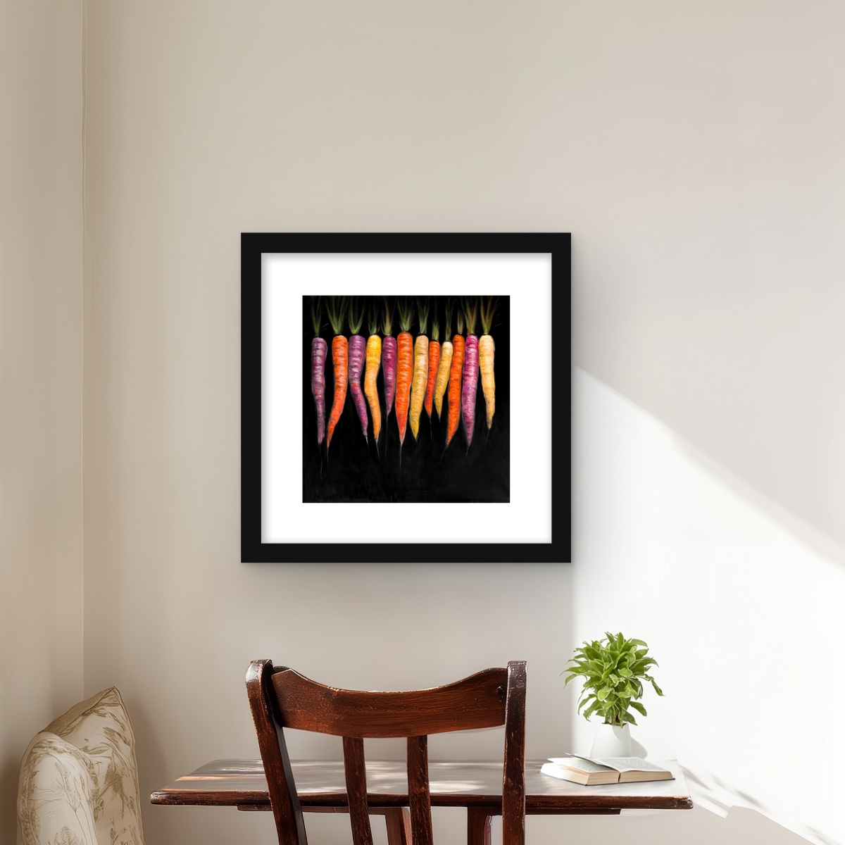 C1FM1616GCI3KL 16 x 16 in. Carrots Varieties - Food Still Life Print Wall Art - Home Decor Art