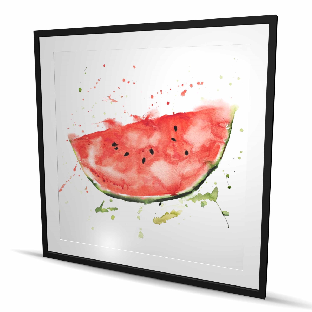 C1FM4848N7VGZJ 48 x 48 in. Watermelon Slice Wall Art - Kitchen Exotic Framed Matted Print Decor