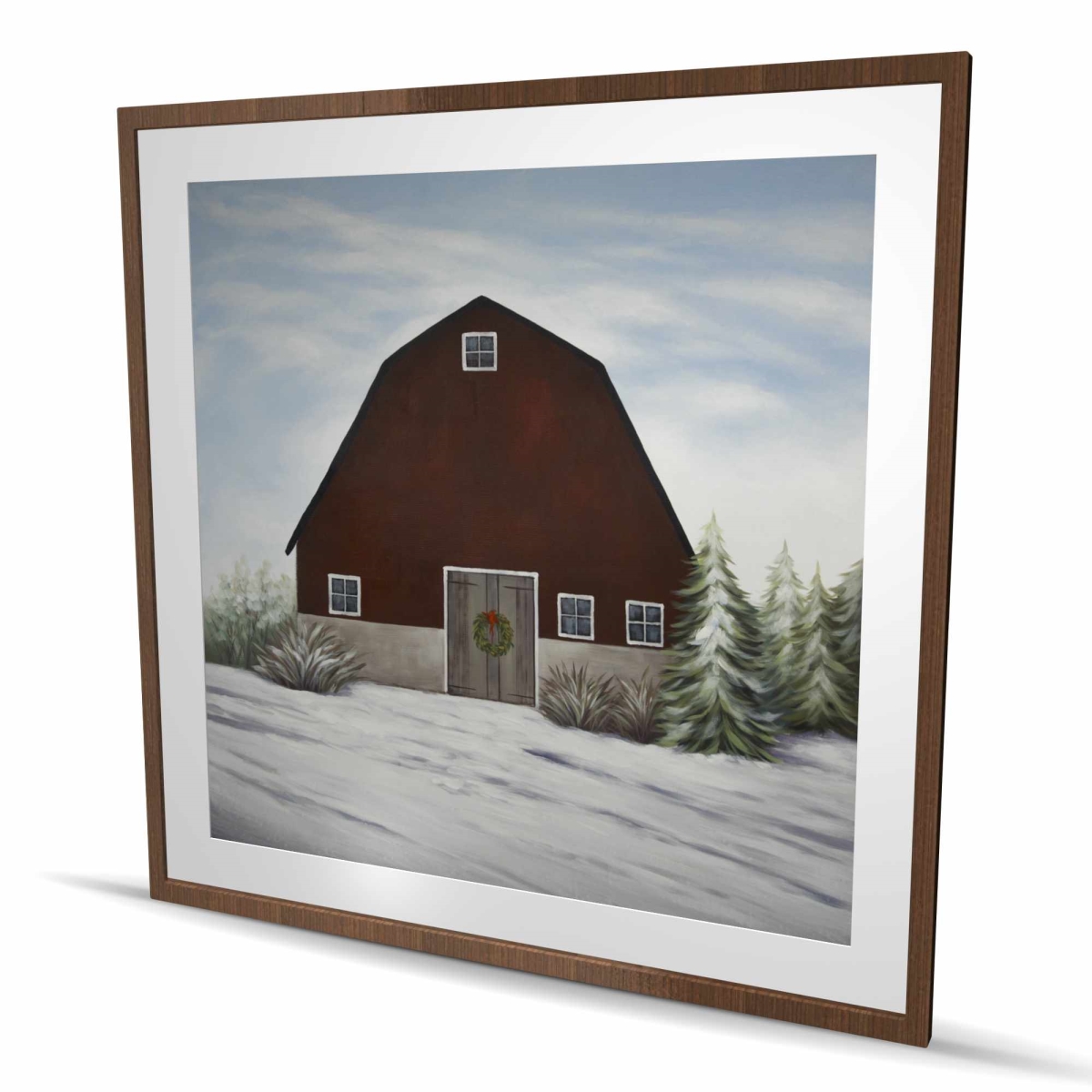 C1FM4848NSDZ6N 48 x 48 in. It Winter on the Farm Wall Art - Scandinavian Framed Print Decor