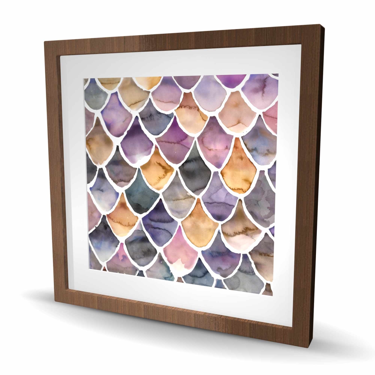 C1FM24246HIFFB 24 x 24 in. Purple Like A Mermaid - Pattern Kitchen Framed Matted Print Wall Art