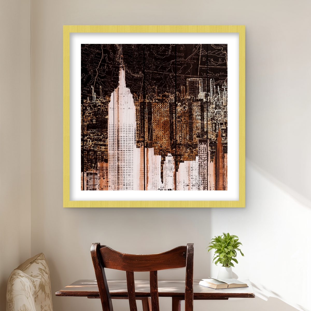 C1FM24246YYJIU 24 x 24 in. Empire City of York - Modern Blue Prints Framed Print Wall Art