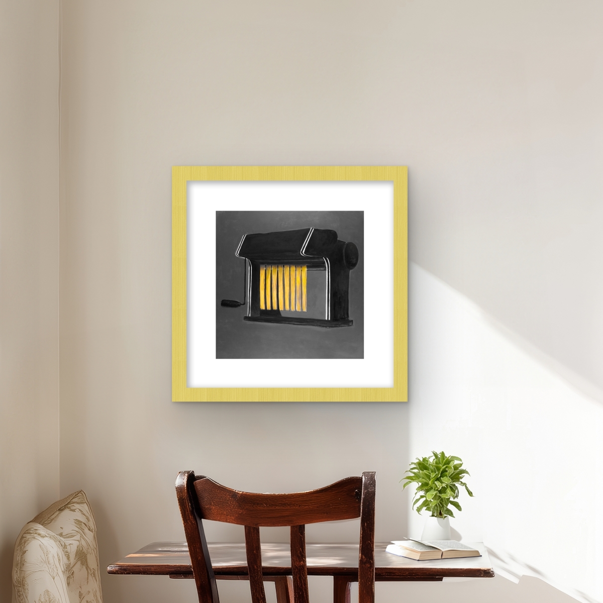 C1FM1616D0XVGG 16 x 16 in. Fresh Pasta Machine - Object Kitchen Framed Matted Print Wall Art