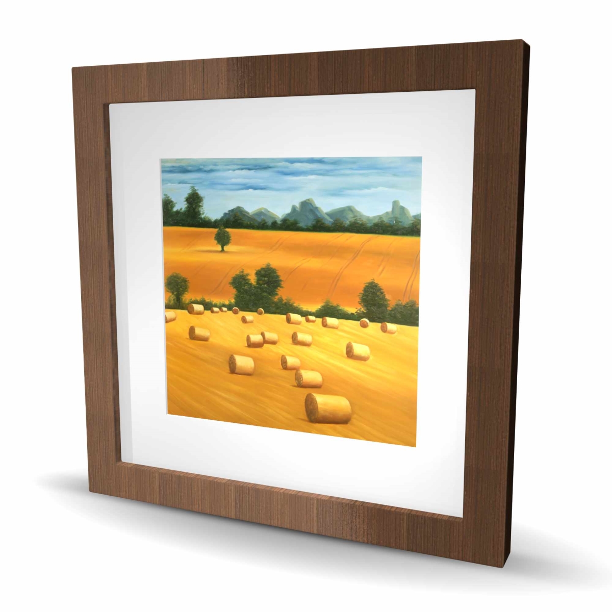 C1FM1616E2HN40 16 x 16 in. Hay Bale Fields - Rustic Framed Print Wall Art for Home Decor