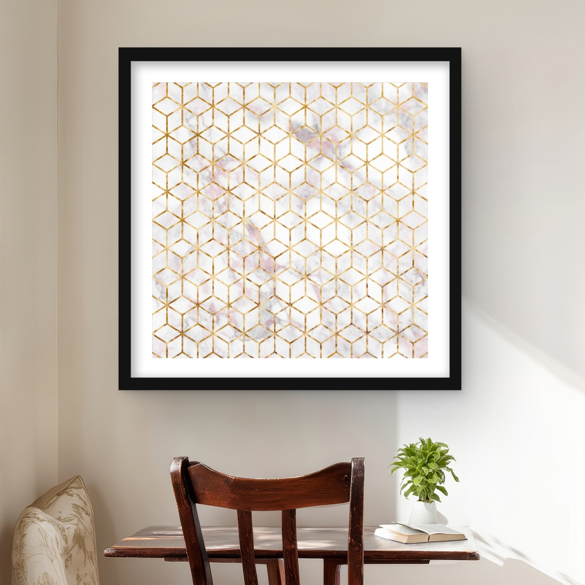 C1FM24247DCWN3 24 x 24 in. Symmetry - Abstract Pattern Framed Matted Print Wall Art - Home Decor