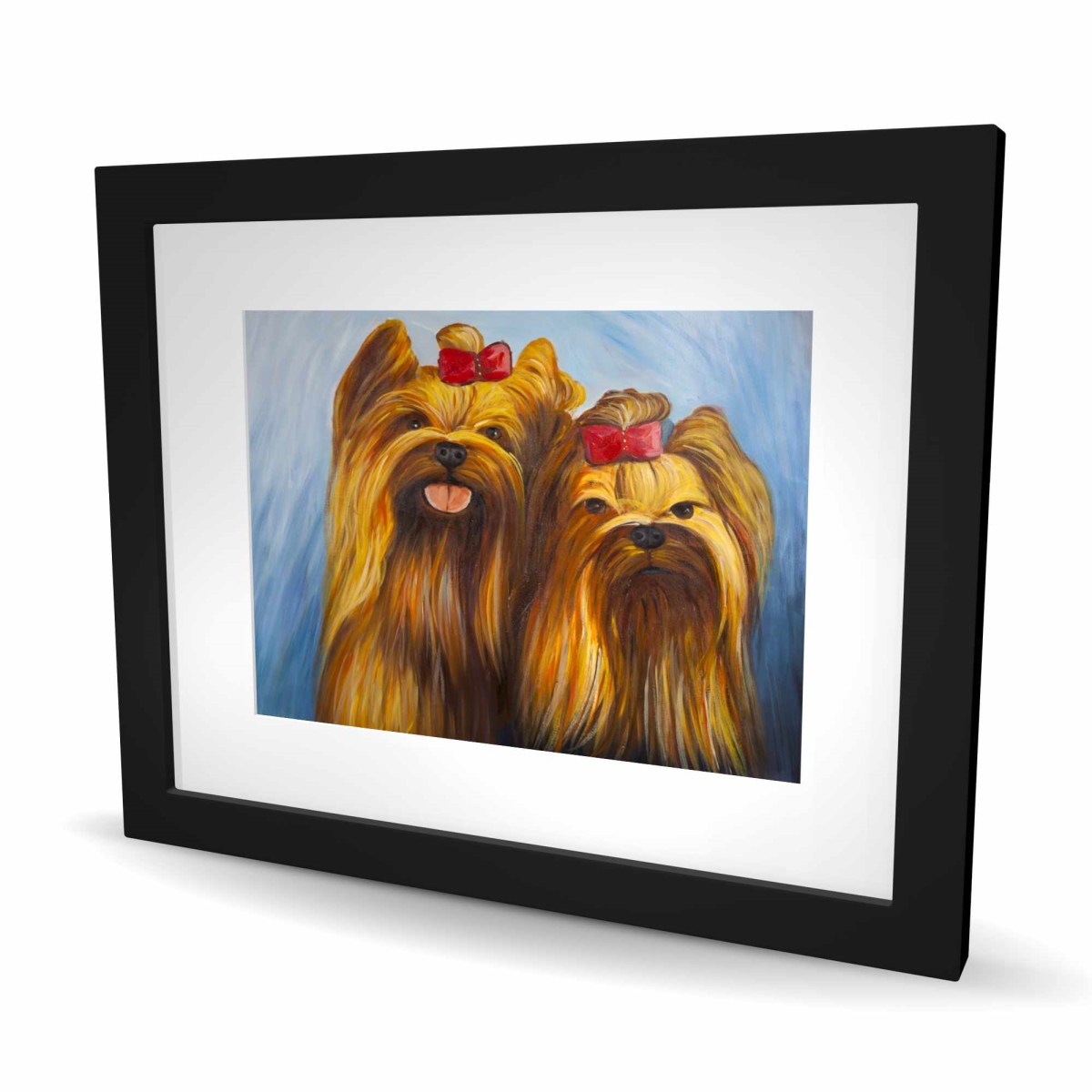 C1FM16208INQPI 16 x 20 in. Two Smiling Dogs with Bow Tie - Framed Print Wall Art for Home Decor