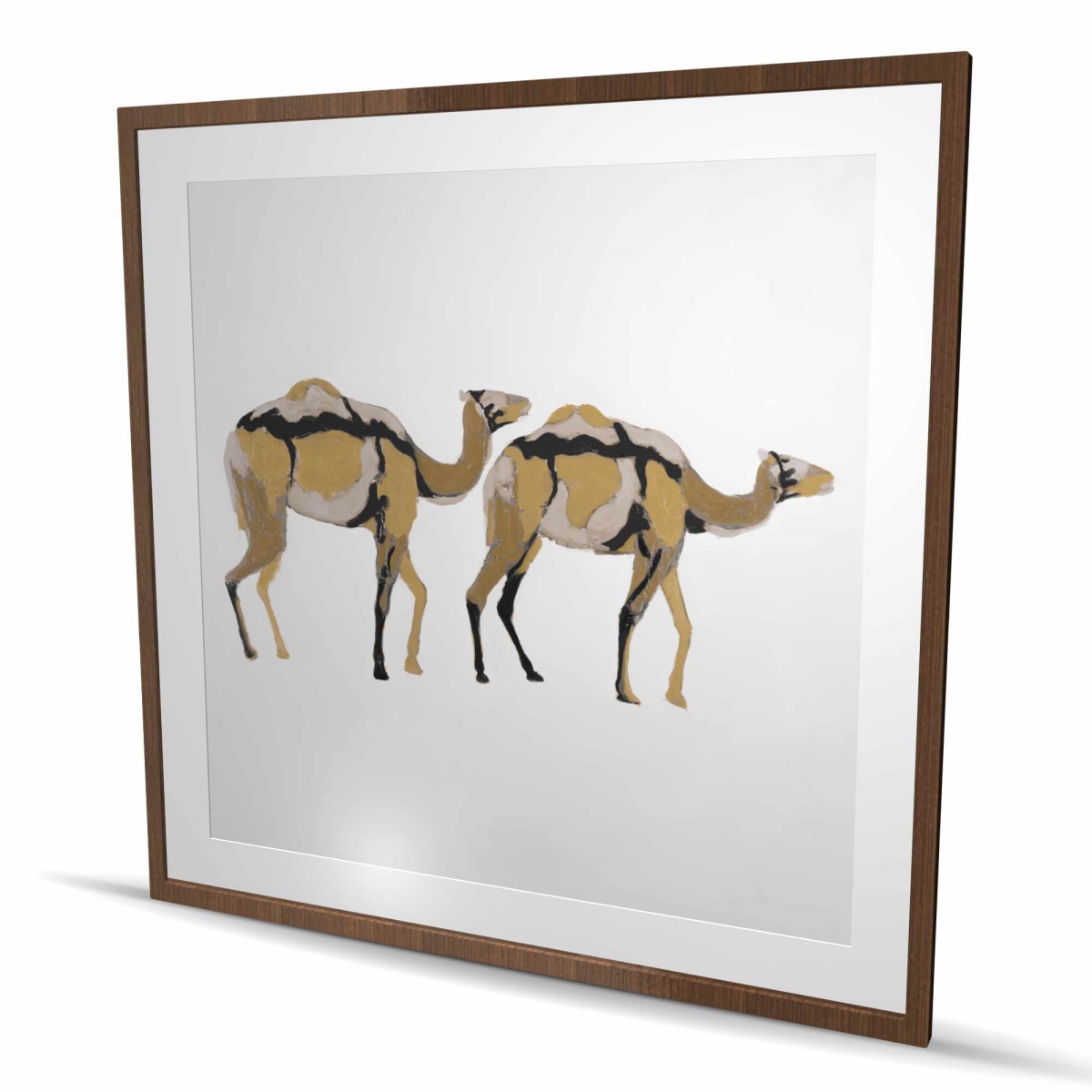 C1FM4848WPXF6D 48 x 48 in. Two Abstract Dromedars - Framed Matted Print Wall Art - Home Decor